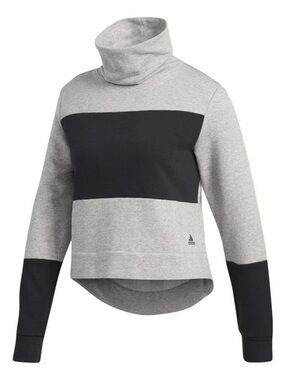 Adidas Women’s Gray and Black Funnel Neck Sweatshirt, Size Small